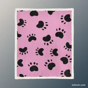 Dog Paw Print Cute Template Sherpa Fleece Blanket 1