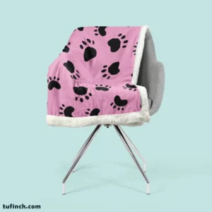 Dog Paw Print Cute Template Sherpa Fleece Blanket 2