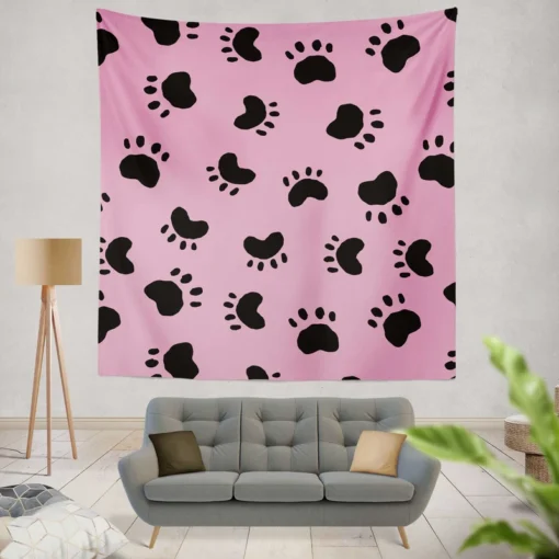 Dog Paw Print Cute Template Wall Tapestry