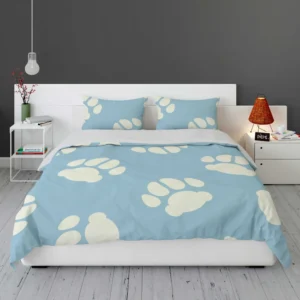 Dog Paw Prints Light Blue Bedding Set 1