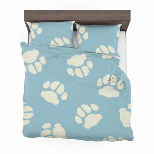 Dog Paw Prints Light Blue Bedding Set 2