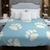 Dog Paw Prints Light Blue Duvet Cover