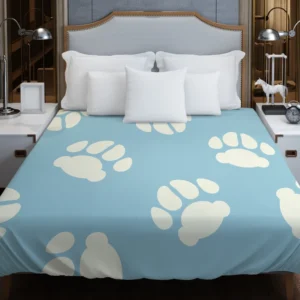 Dog Paw Prints Light Blue Duvet Cover