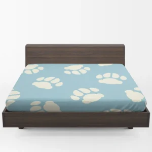 Dog Paw Prints Light Blue Fitted Sheet 1