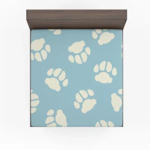 Dog Paw Prints Light Blue Fitted Sheet