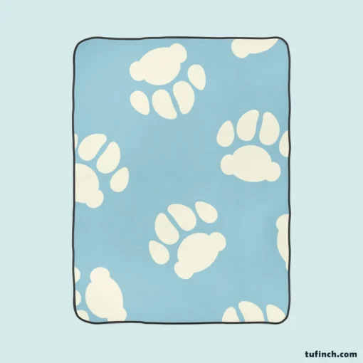 Dog Paw Prints Light Blue Fleece Blanket 1