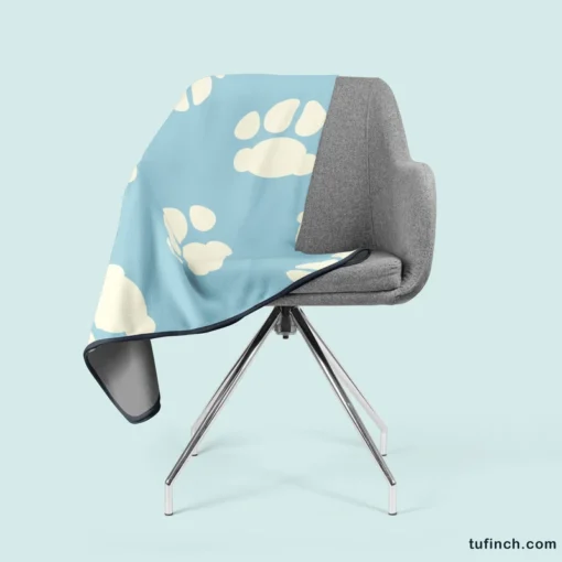 Dog Paw Prints Light Blue Fleece Blanket 2