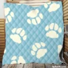 Dog Paw Prints Light Blue Quilt Blanket