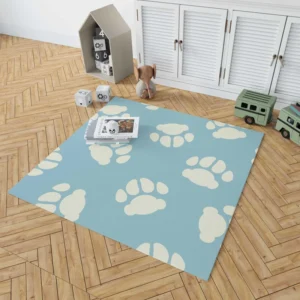 Dog Paw Prints Light Blue Rug 1