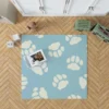 Dog Paw Prints Light Blue Rug