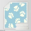 Dog Paw Prints Light Blue Sherpa Fleece Blanket