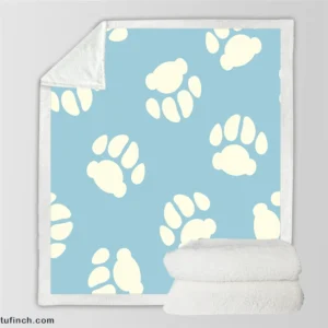 Dog Paw Prints Light Blue Sherpa Fleece Blanket