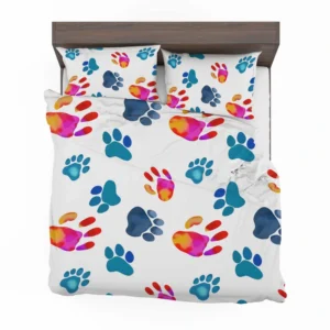 Dog Paw Sketch Colored Bedding Set 2