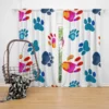 Dog Paw Sketch Colored Curtain