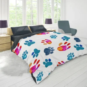 Dog Paw Sketch Colored Duvet Cover 1