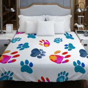 Dog Paw Sketch Colored Duvet Cover