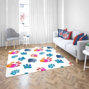 Dog Paw Sketch Colored Rug 2