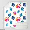 Dog Paw Sketch Colored Sherpa Fleece Blanket