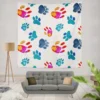 Dog Paw Sketch Colored Wall Tapestry