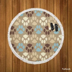 Dog Paw Trance Design Round Beach Towel