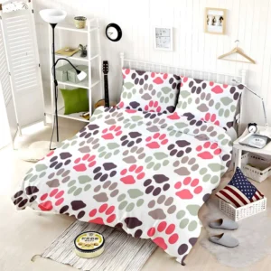 Dog Paws Footprint Design Bedding Set