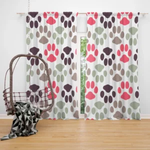 Dog Paws Footprint Design Curtain