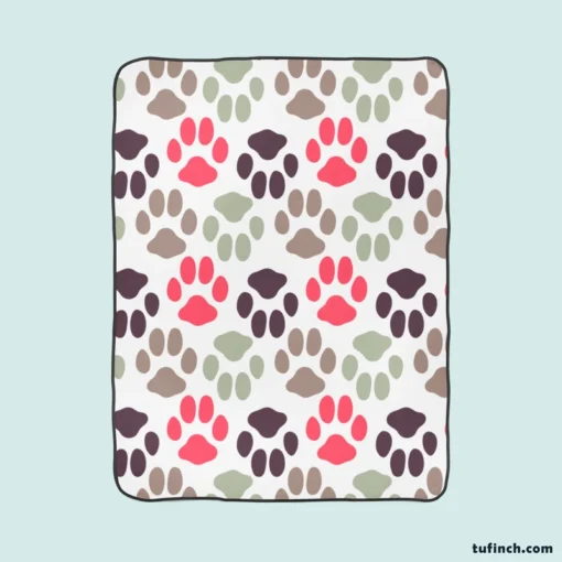 Dog Paws Footprint Design Fleece Blanket 1