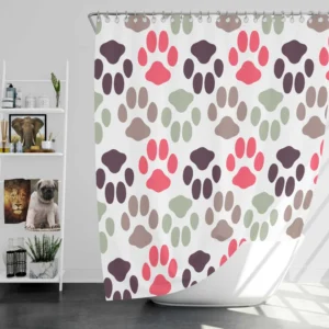 Dog Paws Footprint Design Shower Curtain