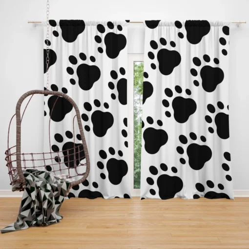 Dog Trace Black & White Curtain