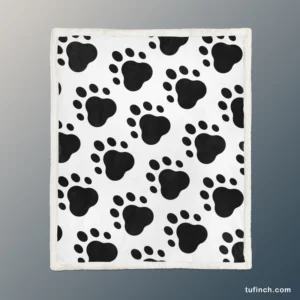 Dog Trace Black & White Sherpa Fleece Blanket 1