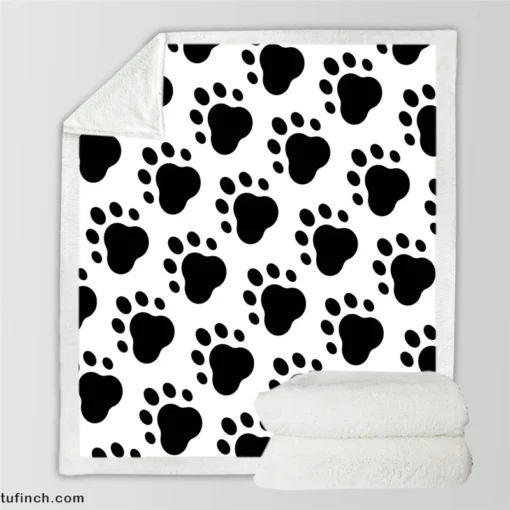 Dog Trace Black & White Sherpa Fleece Blanket