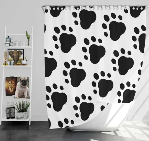 Dog Trace Black & White Shower Curtain