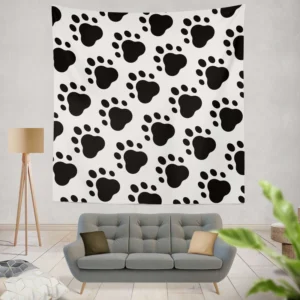 Dog Trace Black & White Wall Tapestry