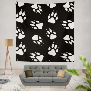 Dog Wolf Paw Seamless Wall Tapestry