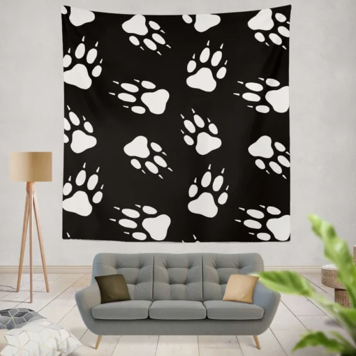 Dog Wolf Paw Seamless Wall Tapestry