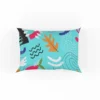 Doodle Pattern on Turquoise Blue Background Pillow Case