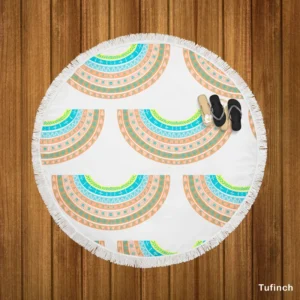 Doodle Rainbows Decorative Pattern Round Beach Towel