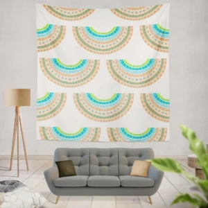 Doodle Rainbows Decorative Pattern Wall Tapestry