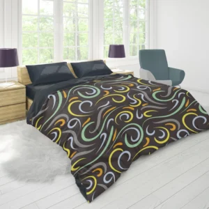 Doodle Wavy Seamless Pattern Duvet Cover 1