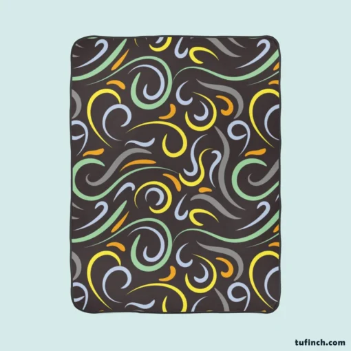 Doodle Wavy Seamless Pattern Fleece Blanket 1