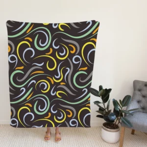 Doodle Wavy Seamless Pattern Fleece Blanket