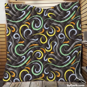 Doodle Wavy Seamless Pattern Quilt Blanket