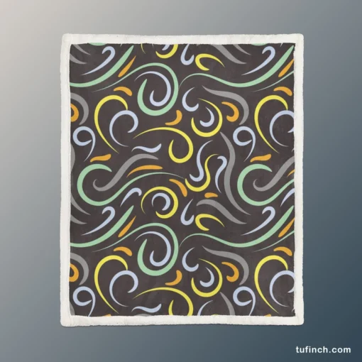 Doodle Wavy Seamless Pattern Sherpa Fleece Blanket 1