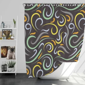 Doodle Wavy Seamless Pattern Shower Curtain