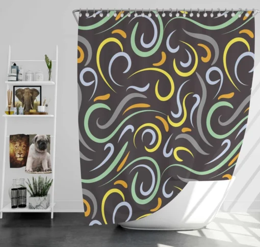 Doodle Wavy Seamless Pattern Shower Curtain