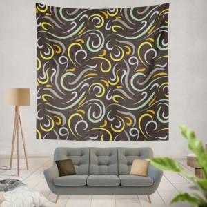 Doodle Wavy Seamless Pattern Wall Tapestry