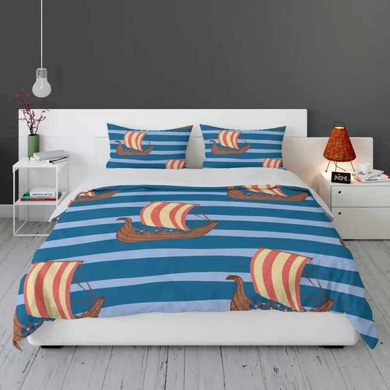 Drakkar Viking Ship Pattern Bedding Set 1