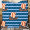 Drakkar Viking Ship Pattern Quilt Blanket