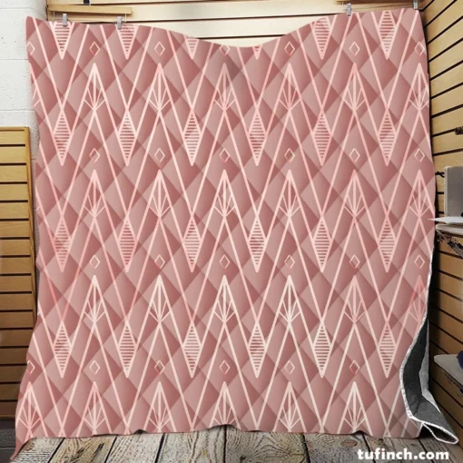 Dusty Rose Luxury Chevron Quilt Blanket