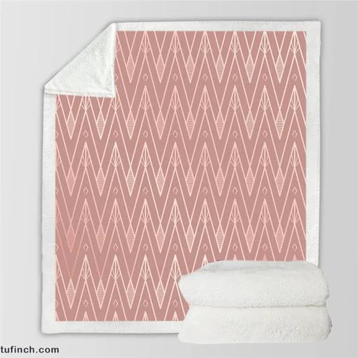 Dusty Rose Luxury Chevron Sherpa Fleece Blanket